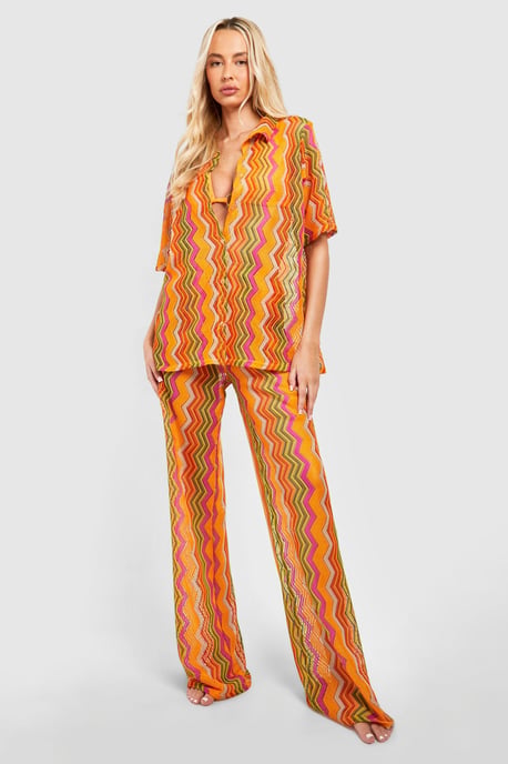 Tall Zig Zag Crochet Beach Trousers - Image 3