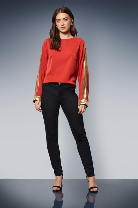 Long Sleeve Sequin Blouse - Image 2