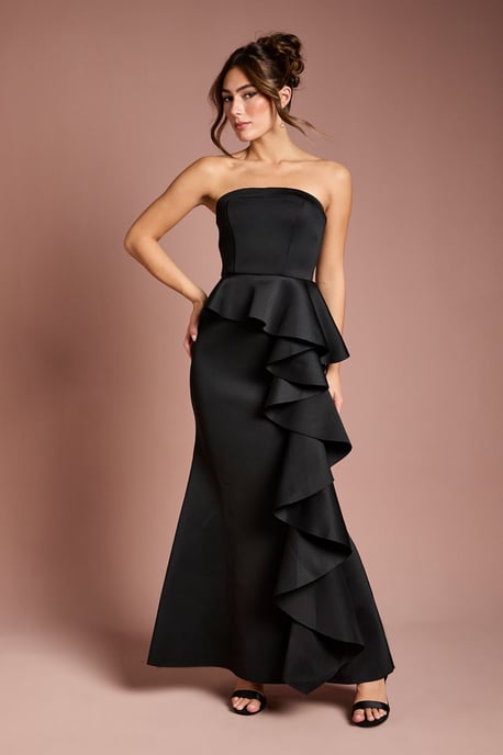 Bandeau Ruffle Stretch Crepe Maxi Dress - Image 1