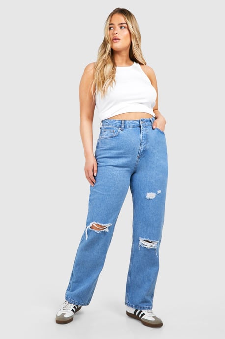Plus Straight Leg Ripped Jean - Image 3