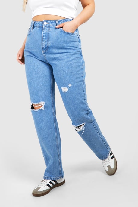 Plus Straight Leg Ripped Jean - Image 4