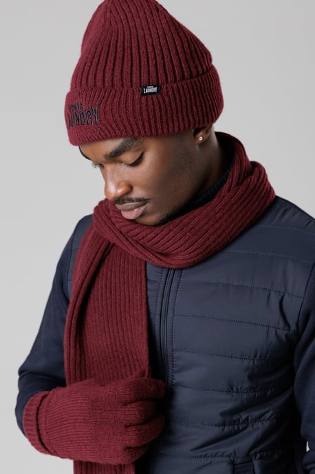 Wine Knit Hat, Scarf And Gloves Set - Image 2