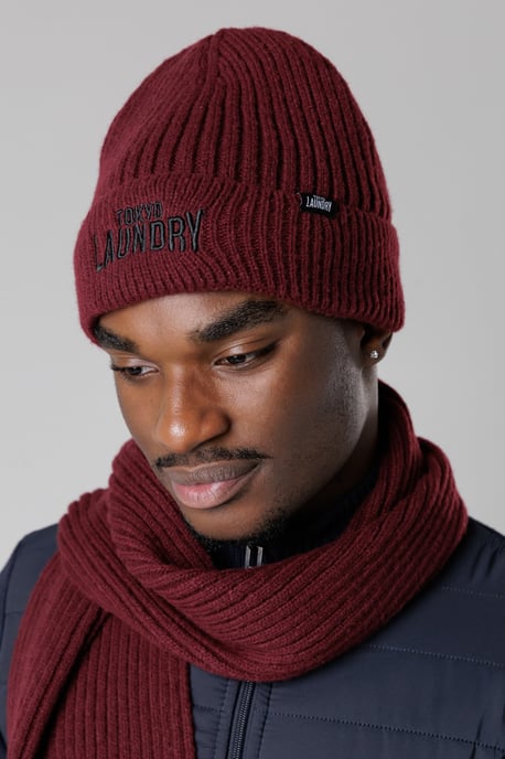 Wine Knit Hat, Scarf And Gloves Set - Image 3