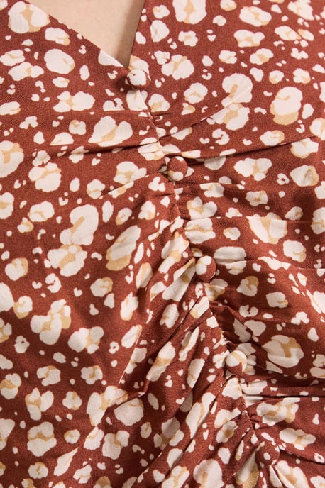 Animal Button Detail Printed Peplum Blouse - Image 5