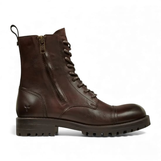 Windsorsmith Heren Marron Bruine Leren Militaire Gevechtslaarzen - Willem - Image 1