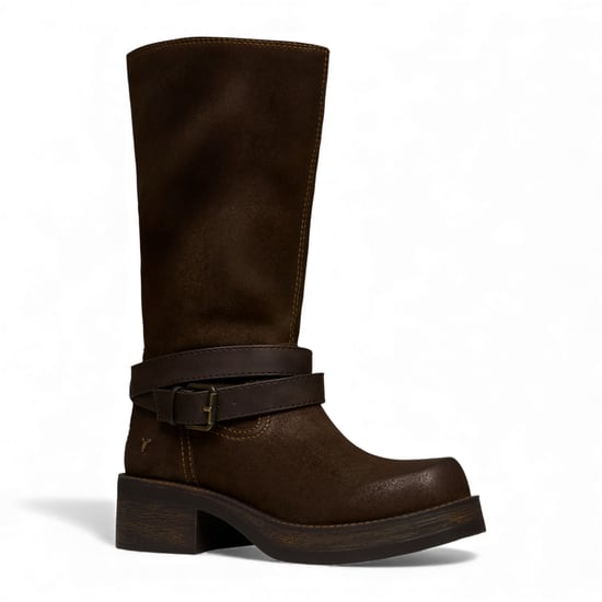 Windsorsmith Womens Brownie Suede Leather Mid-Calf High Western Riding Boots - Gotcha - Image 3