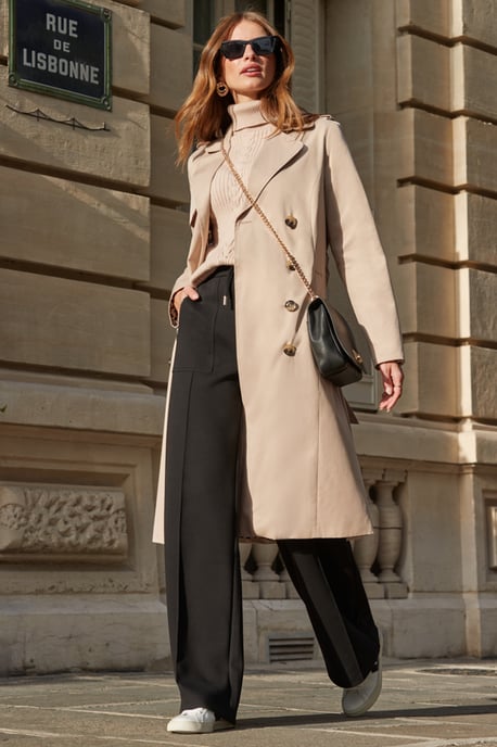 Ecru Leopard Print Lined Trench Coat - Image 2