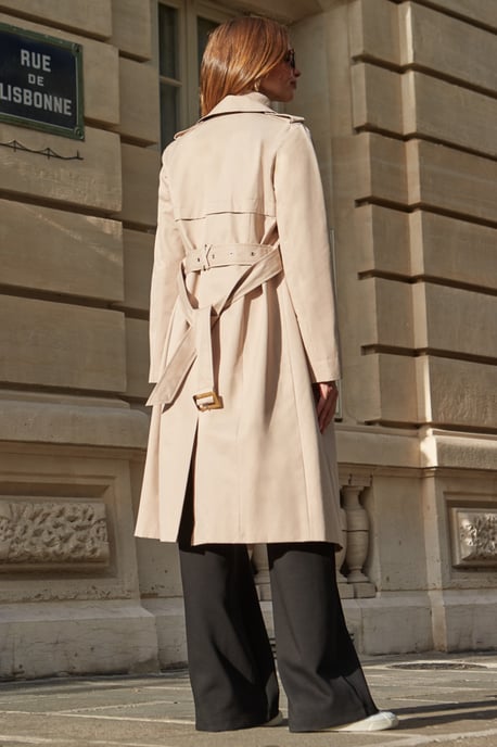 Ecru Leopard Print Lined Trench Coat - Image 3