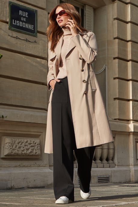 Ecru Leopard Print Lined Trench Coat - Image 4