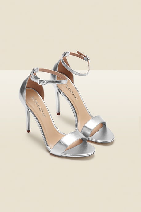 Nia Silver Leather Barely There High Heel Sandal (10.5cm Heel) - Image 2