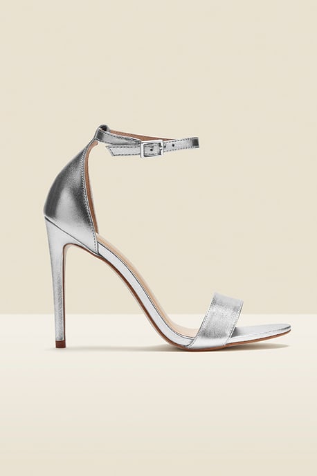 Nia Silver Leather Barely There High Heel Sandal (10.5cm Heel) - Image 3