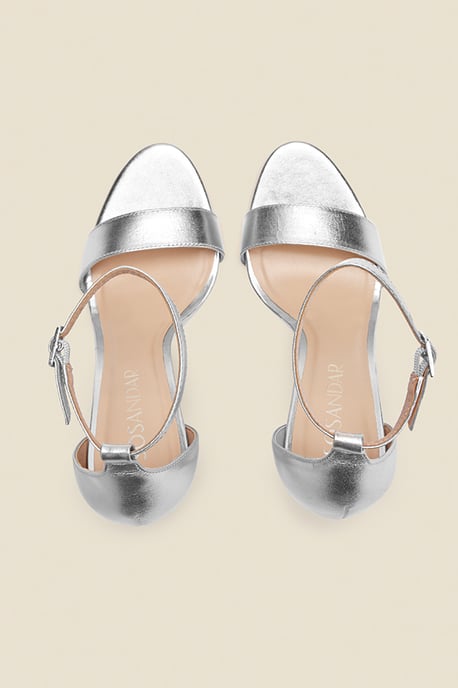 Nia Silver Leather Barely There High Heel Sandal (10.5cm Heel) - Image 4