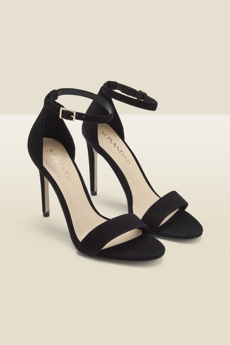 Nia Black Suede Barely There High Heel Sandal (10.5cm Heel) - Image 2