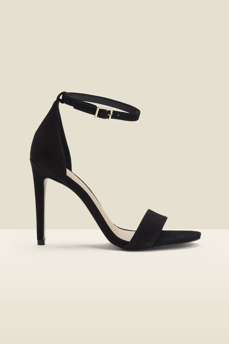 Nia Black Suede Barely There High Heel Sandal (10.5cm Heel) - Image 3