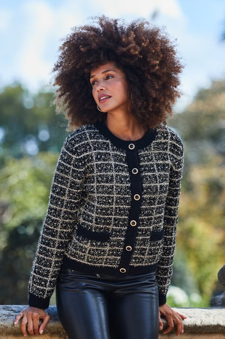 Black & Gold Metallic Fleck Premium Chic Cardigan - Image 4