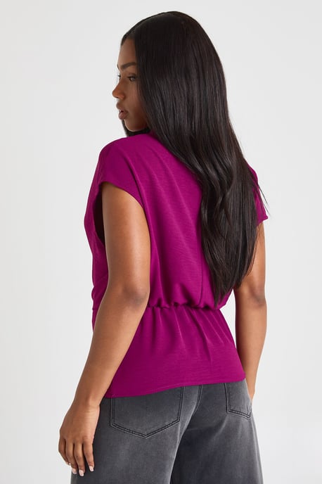 Hammered Knot Front Cowl Neck Blouse - Image 2
