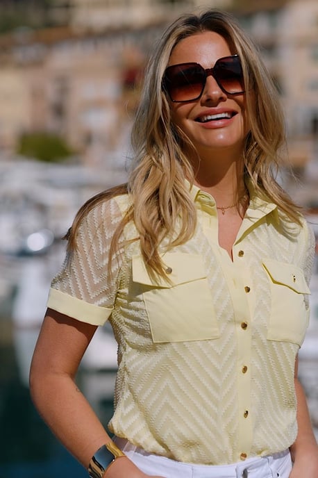 Lemon Yellow Chevron Pocket Detail Shirt - Image 4