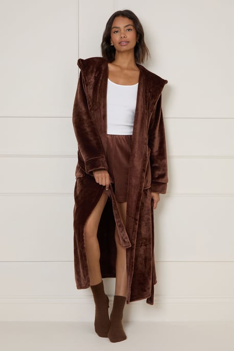 Velour Hooded Dressing Gown - Image 1