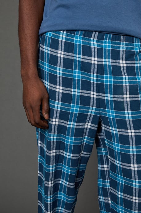 Light Blue Short Sleeve Jersey Top With Check Trouser Set - Image 4