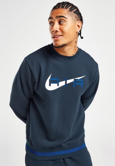 Nike Air Mens Fleece BB Crewneck Tracksuit in Navy - Image 3