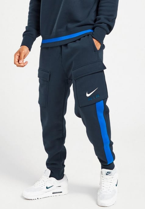 Nike Air Mens Fleece BB Crewneck Tracksuit in Navy - Image 5