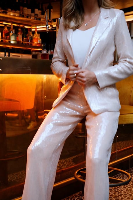 Champagne Gold Luxe Sequin Wide Leg Trouser - Image 5