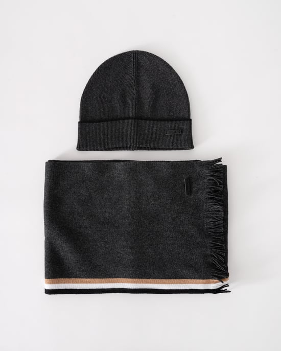 Henzo Hat & Scarf Gift Set in Dark Grey - Image 4