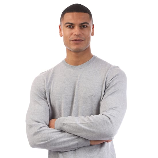 Men's Boss Botto-L Embroidered Logo Jumper in Grey - Image 3
