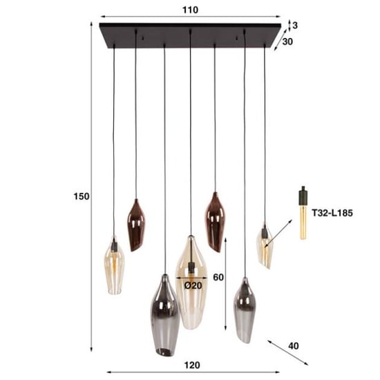 Hoyz hanglamp 4+3 cocoon mix glass - - Image 2