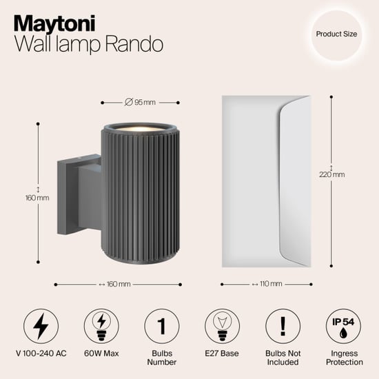 Maytoni Outdoor wandlamp rando - Ø9,5 - Image 5