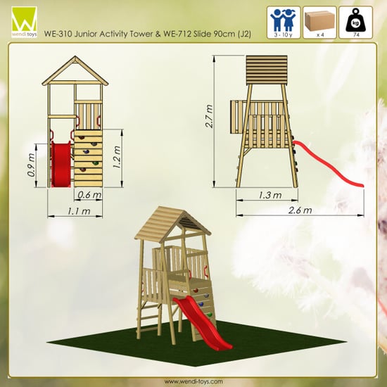 Wendi Toys Wtj2 | houten speeltoren konijn | inclusief glijbaan en klimwand | - Image 3