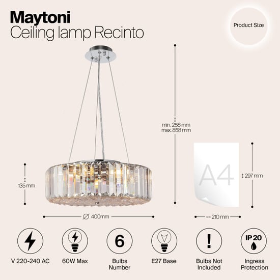 Maytoni plafondlamp recinto chroom Ø40 - Image 2