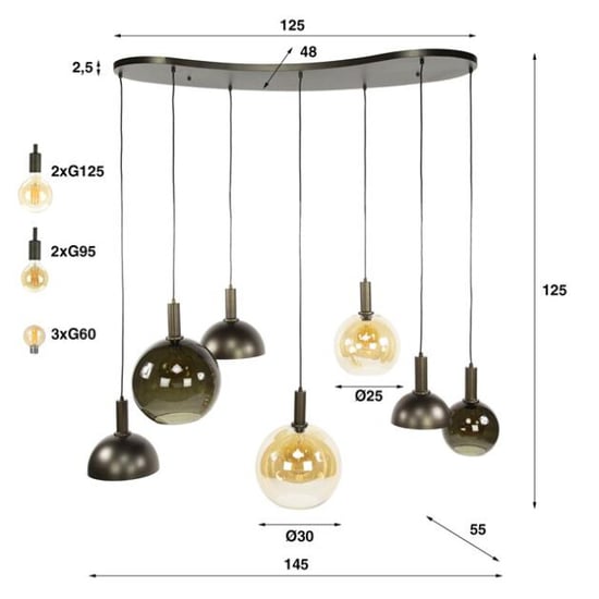 Hoyz hanglamp cluster 4+3-lichts sienna - Image 4