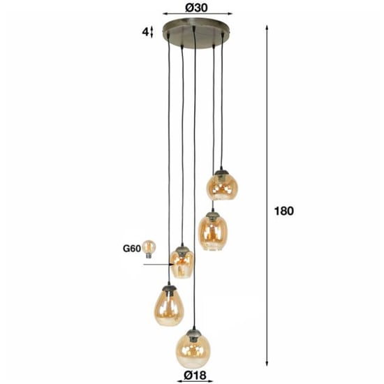 Hoyz Hoyz hanglamp 5l mix getrapt mix amberkleurig glas - Image 2