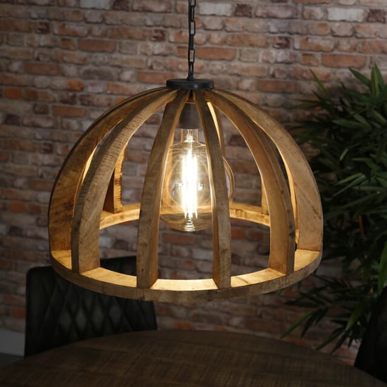 Hoyz Hoyz hanglamp gebogen houten spijlen Ø60 mango naturel - Image 3