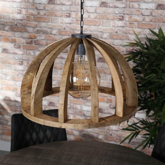 Hoyz Hoyz hanglamp gebogen houten spijlen Ø60 mango naturel - Image 5