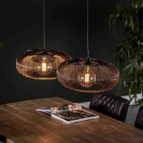 Hoyz Hoyz hanglamp met 2 lampen koper kleurig 150cm disk vorm Ø43 - Image 1