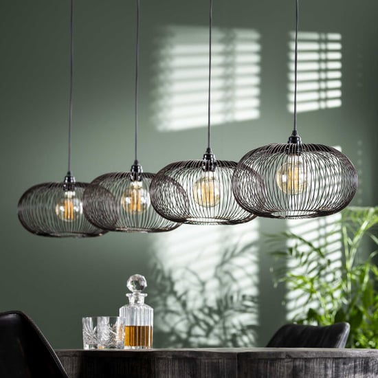 Hoyz Hoyz hanglamp met 4 lampen koper kleurig 150cm in hoogte verstelbaar disk vorm Ø35 industriële hanglamp voor woonkamer of eetkamer - Image 3