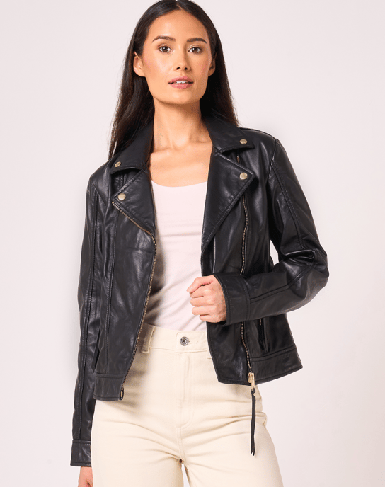 Barneys Originals Biker Jacket with Worn Gold Trims - Image 2