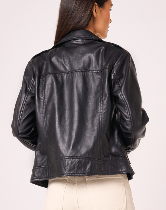Barneys Originals Biker Jacket with Worn Gold Trims - Image 4