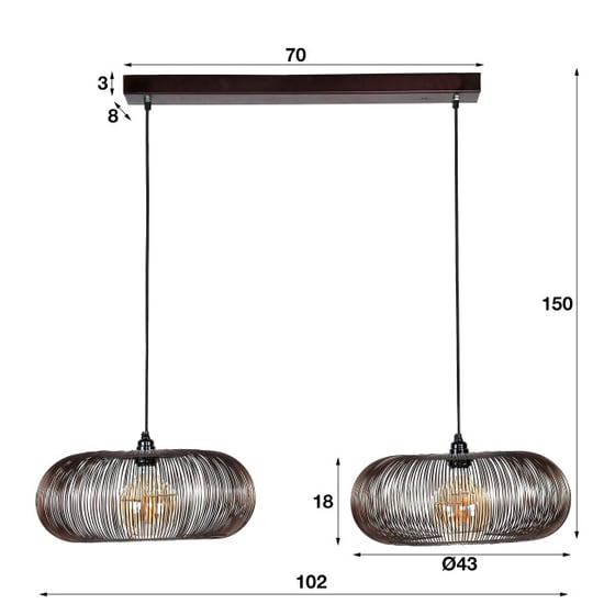 Hoyz Hoyz hanglamp met 2 lampen koper kleurig 150cm disk vorm Ø43 - Image 3