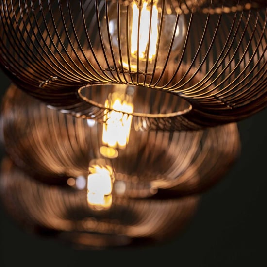 Hoyz Hoyz hanglamp met 4 lampen koper kleurig 150cm in hoogte verstelbaar disk vorm Ø35 industriële hanglamp voor woonkamer of eetkamer - Image 4