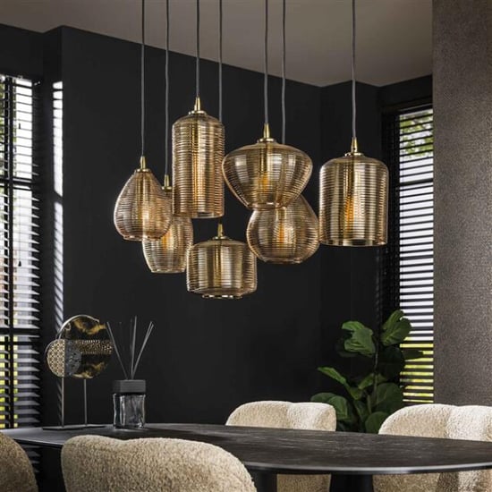 Hoyz hanglamp 4+3 stripe glass horizontal amberkleurig glas - Image 4
