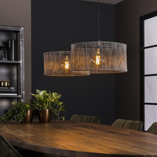 Hoyz Hoyz hanglamp 2l stringshade metaal zwart nikkel 120x45x150 - Image 1