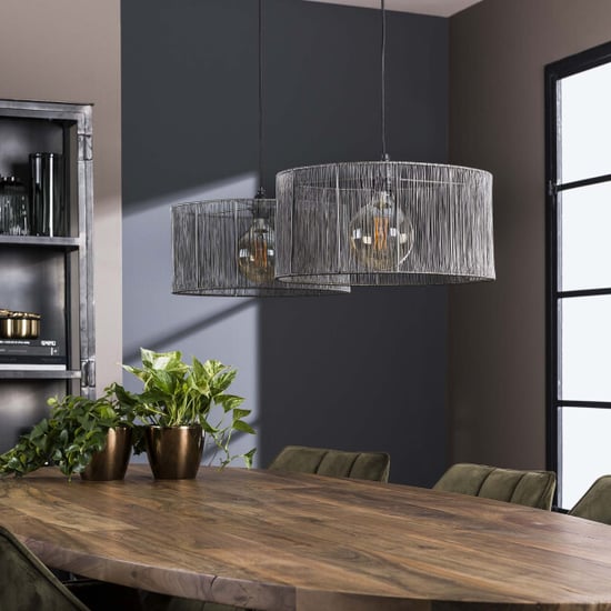 Hoyz Hoyz hanglamp 2l stringshade metaal zwart nikkel 120x45x150 - Image 4