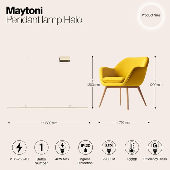 Maytoni hanglamp halo messing - Image 3