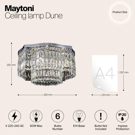 Maytoni plafondlamp dune chroom - Image 3