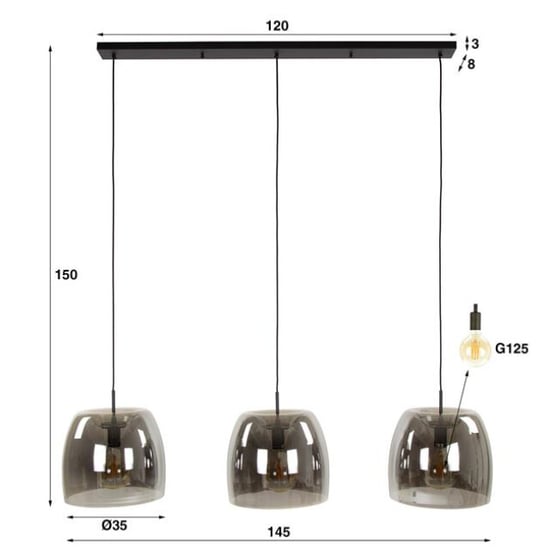 Hoyz hanglamp 3l drift glass smoke grey glas - Image 5