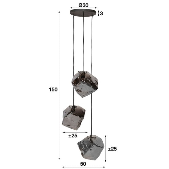 Hoyz Hoyz hanglamp rock chromed 3 lampen industrieel 50x50x150 - Image 3