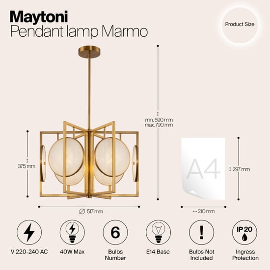 Maytoni hanglamp marmo - Ø51,7 - Image 3